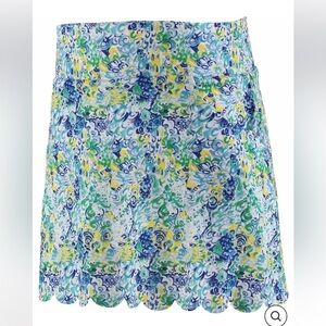 Garb Eve blue and green girls scallop hem golf skort pockets UPF50 size 11/12